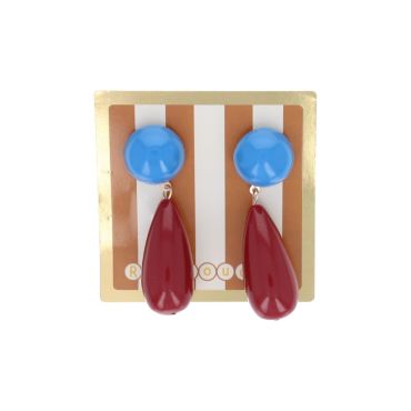 boucles d'oreilles goutte rouge et bleu