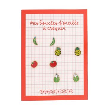 paires de boucles d'oreilles enfant fruits et légumes