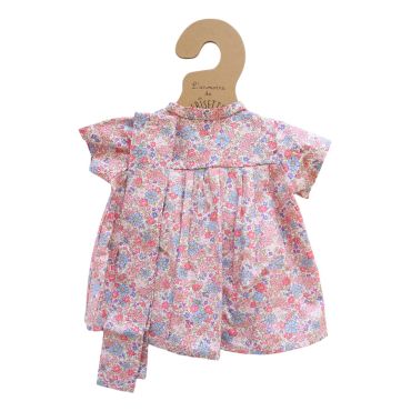 Tenue de poupée Rosie robe fleurie bleu et rose