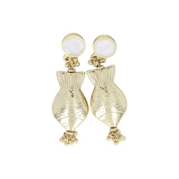 boucles d'oreilles ivoire et poisson