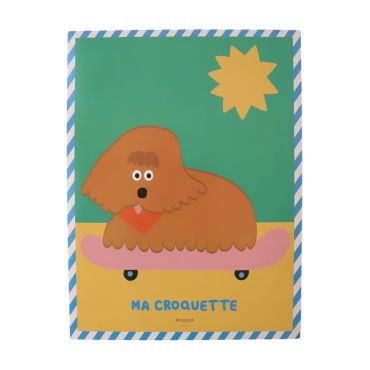 affiche enfant chien et skate