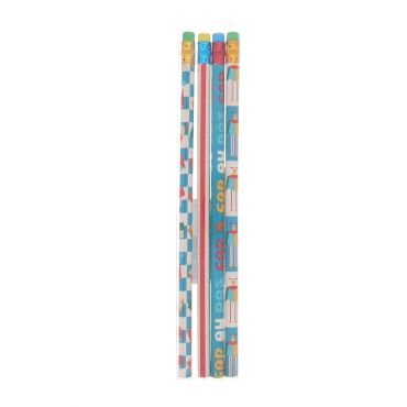 lot de 4 crayons à papier robot et damier