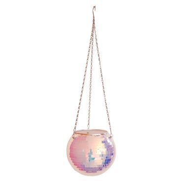 pot de fleurs suspendu à facettes disco