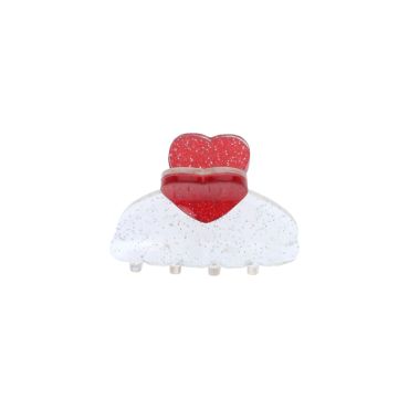 Pince cheveux coeur rouge à paillettes