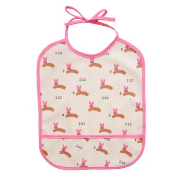 bavoir imperméable à lacet lapin rose chichi pompon