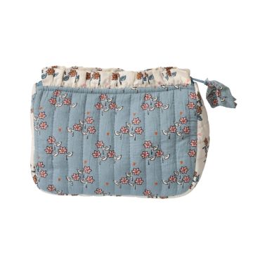 trousse de toilette fleurie bleu