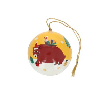 Boule de noel en papier maché Inde 