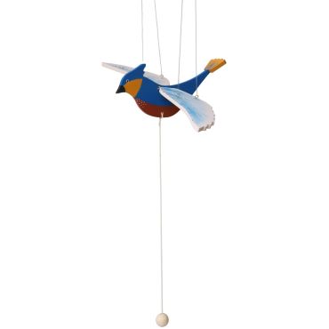 mobile bois oiseau bleu