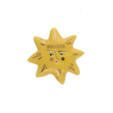 porte-bonheur en céramique soleil jaune