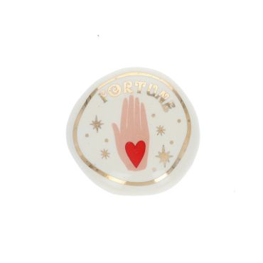 Porte-bonheur en céramique main écrue Fortune