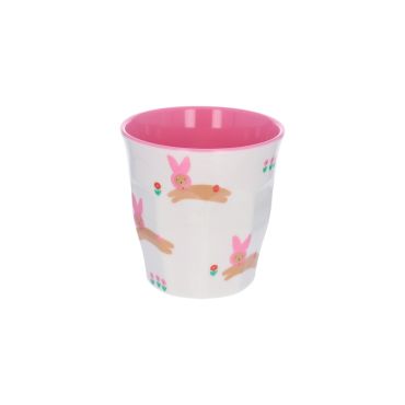 Petit verre en mélamine lapins roses