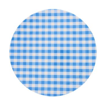 Assiette en mélamine vichy bleu