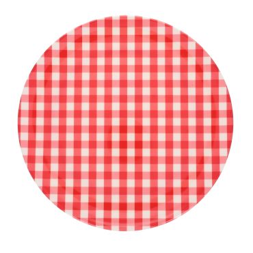 Assiette en mélamine vichy rouge