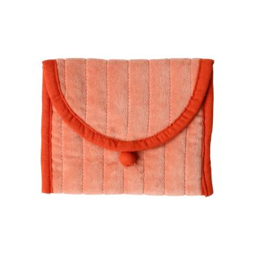 pochette en velours rose peche