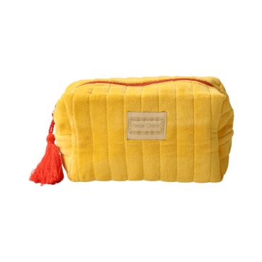 trousse de toilette en velours jaune