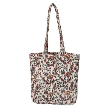 sac cabas block print fleurs inde