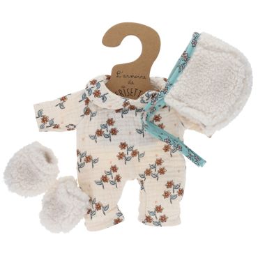 Tenue de poupée Sacha fleurie et sherpa - À la cueillette