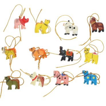 coffret animaux en bois peints à la main