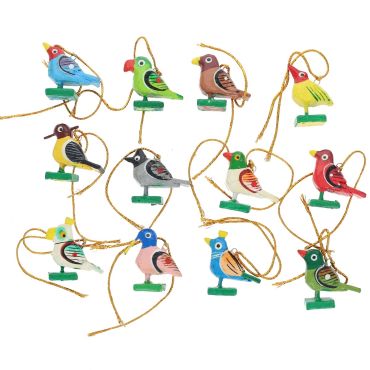 coffret oiseaux bois peints à la main