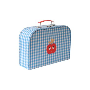 Valisette enfant vichy bleu pomme rouge - Vichy chéri