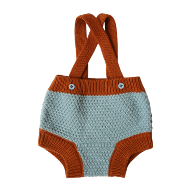 barboteuse tricot bleu et marron