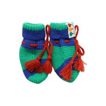 chaussons tricot rayés verts