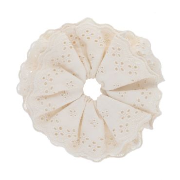 chouchou cheveux broderie anglaise écrue