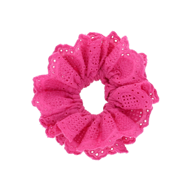 chouchou cheveux broderie anglaise fuchsia