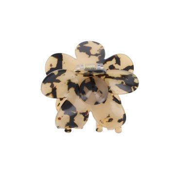 Pince à cheveux crabe fleur léopard