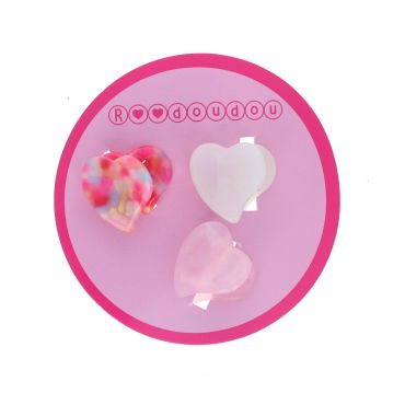 Lot de 3 pinces petits cœurs rose nacré 