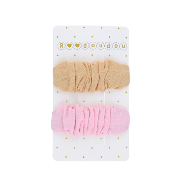 lot de 2 barrettes unies roses et jaune