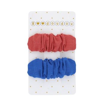 lot de 2 barrettes unies rouge et bleu
