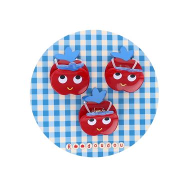 lot 3 pinces cheveux pommes rouge Vichy chéri
