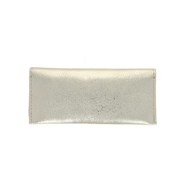 pochette à bijoux cuir irisé doré