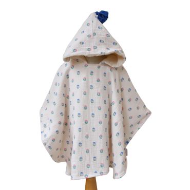 poncho de bain enfant fleurs joli paon