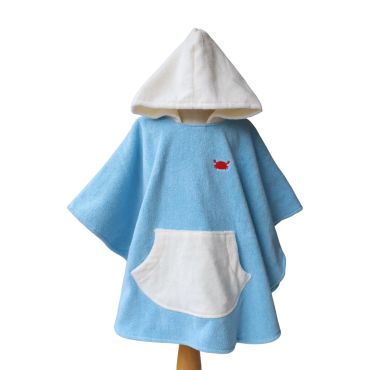 poncho bain enfant éponge bleu