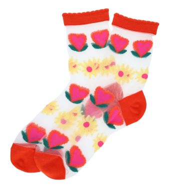 chaussettes en nylon coeurs et fleurs