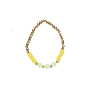 bracelet perles dorées et jaune