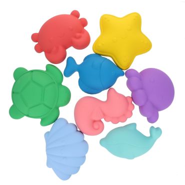 Lot de 8 moules à sable en silicone animaux de la mer