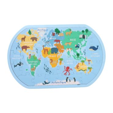 Puzzle éducatif planisphère en bois pour enfant