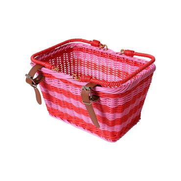 Panier de vélo pour enfant tressé rose et rouge