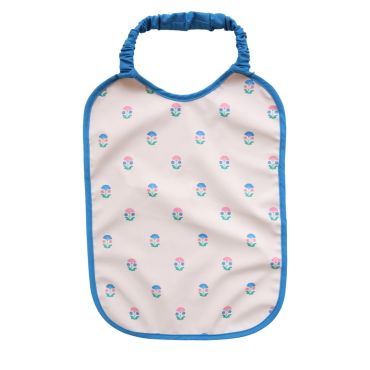 bavoir long élastique fleurs bleues