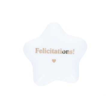 Étoile en céramique blanche et dorée "Félicitations"