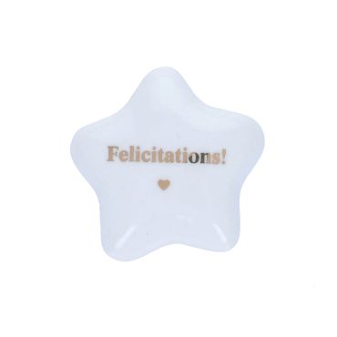 Étoile en céramique blanche et dorée "Félicitations"