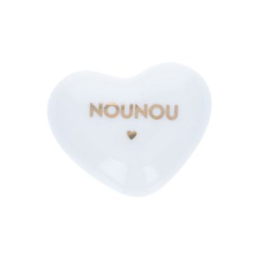 coeur en céramique blanc et doré nounou