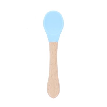 Cuillère pour bébé et premiers repas en silicone bleu