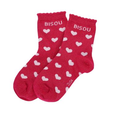 chaussettes enfant paillettes roses bisou