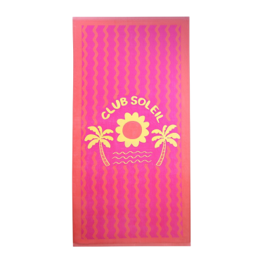 Serviette de plage rose et jaune Club Soleil