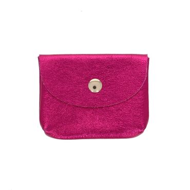 Petit porte-cartes cuir fushia