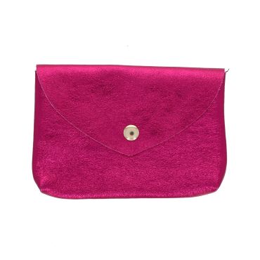 Grand porte-monnaie enveloppe cuir fushia